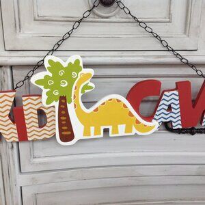 Adorable Kid Cave Dinosaur Room Sign